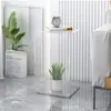 Mesa Auxiliar Acrílica Mesa Lateral Pequeña para Sofá Sala de Estar Minimalista Ventana Saliente Mesa de Café Dormitorio Nórdico Mesa de Esquina Transparente Transparente Lujo Ligero