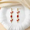 Pendientes de Hoja y Pétalo Estilo Europeo y Americano Más Vendidos Transfronterizos, Pendientes de Lujo Ligero de Hoja y Tulipán de Moda al por Mayor