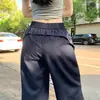 Pantalones de Trabajo de Secado Rápido Azul Marino para Mujer, Verano Delgados Estilo Americano Sueltos de Pierna Recta Pantalones Deportivos, Para Mujer Petite Casual de Pierna Ancha
