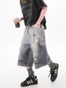 Venda Direta da Fábrica Shorts Jeans Largos Retos Soltos para Homens e Mulheres, Shorts Jeans Frescos de Verão High Street Americana Hip-Hop