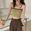 Verão popular alça de cor contrastante de uma linha beleza costas fio top tubo estudante roupa exterior fundo colete roupa íntima para menina