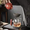 Juego de Té No Poroso Taza con Filtro Colador de Té Giratorio Taza de Feria Recipiente de Vidrio para Vino Rejilla Filtro de Residuos de Té Posavasos Absorbente