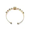 Pulseira Aberta Flor Quadrada de Diamante Colorido com Zircônia de Camada Dupla Moda Transfronteiriça Europeia e Americana Nova Pulseira Joia de Mão Exquisita de Celebridade da Internet