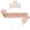 Nova Aniversariante Princesa Coroa de Princesa Tiara Faixa de Ombro Cinto de Etiqueta Adorno de Cabeça para Festa de Aniversário Acessórios de Cabelo