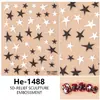 Redanco5D Relieve Popular Patrón DIY Pegatina para Uñas Estrella de Cinco Puntas Blanco y Negro Pegatina Estéreo para Uñas He148