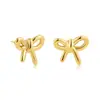 Brincos de argola dourados com laço, novo estilo minimalista, acabamento liso, delicados e versáteis para o dia a dia, brincos femininos