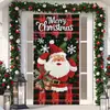 Decoração de Porta de Natal Transfronteiriça com Papai Noel Verde e Fundo de Pinheiro, Capa de Porta de Natal, Pendurador de Porta, Decoração de Festa