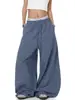 Pantalones Casuales de Cuadros Azules Estilo Retro Americano Perezoso Verano Adelgazantes con Caída Pierna Ancha Pantalones Sueltos de Largo Completo