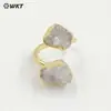WT-R495 anillo clásico de amatista natural y turmalina negra en grava Open Británico exportación joyería popular