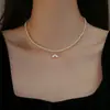 Colar de Pérolas Shijia de Partículas Pequenas Ultra-Finas Colar Cauda de Peixe de Madrepérola Corrente para Clavícula Elegante Moda Estilo Cool Colar para Mulheres