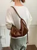 Bolso de hombro cruzado de cuero suave plisado de gran capacidad estilo retro ins coreano, estilo perezoso, casual, versátil, con cierre de cuerno
