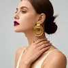 Pendientes Redondos Huecos Geométricos de Brillo Metálico Transfronterizos Europeos y Americanos, Exagerados y Únicos, con un Toque de Alta Gama