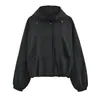 Chaqueta corta con capucha de nuevo diseño estilo europeo y americano, nueva casual de otoño e invierno, chaqueta top holgada y estilizada al por mayor