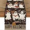 Serie de Halloween Transfronteriza Camino de Mesa Decoración de Mesa para Fiesta Navideña Mantel Largo Estampado de Fantasma Calabaza Mantel