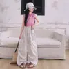 Conjunto de Verano para Niñas 2026 Nuevo Casual Estilo Coreano Camiseta sin Mangas con Letras Pantalones Cargo Florales Conjunto para Niños Mayores