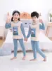 Pijama Infantil para Primavera, Outono e Inverno, Algodão Puro, Roupa Íntima para Meninos e Meninas, Roupas de Outono e Conjuntos de Calça Longa para Meninos, Roupas de Casa Infantis de Manga Longa