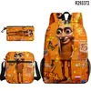 Temporada de Volta às Aulas Transfronteiriça Mochila Estudantil Bonecos de Palito de Madeira e Escrituras do Mar Tungtungtung Mochila Bolsa de Ombro Estojo Conjunto de Três Peças