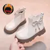 Zapatos para niña con forro de felpa, botas cortas cálidas estilo princesa para niños, modernas botas negras tipo Martin con suelas suaves