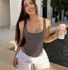 Comercio Exterior Transfronterizo Europeo y Americano Amazon Body Ajustado sin Mangas de Cuello Redondo Estilo Camiseta sin Mangas para Mujer Sexy Ajustado