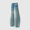Nanxia Disfraz Nuevo Retro Americano Onda de Agua Denim Desgastado Hip-Hop para Hombre Holgados de Pierna Ancha Casual