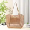 Bolsa de Praia em Tela Respirável Visual para Sair Viagem Cosméticos Artigos de Higiene Pessoal Bolsa de Grande Capacidade Dobrável de Mão Bolsa de Armazenamento