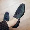 Zapatos de Cuero con Textura a Cuadros y Puntera Puntiaguda para Hombre, Moda de Negocios Estilo Coreano, Aumentan la Altura 6cm, Estilo Británico, Mocasines Slip-On Talla Extra Grande