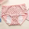 Ropa interior algodón antibacteriana caricatura periodo fisiológico transpirable sin costuras pantalones fisiológicos anti-fugas laterales entrepierna bragas menstruales mujeres