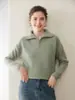 Suéter Pulóver de Cachemira para Mujer con Cremallera Media y Solapa Color Sólido Coreano Tejido Grueso Camiseta Interior Look Adelgazante Holgado