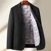 Terno masculino de lã em estoque para outono e inverno, com forro grosso de plumas, jaqueta blazer curta de lã dupla face casual de negócios