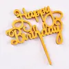 Paquete de 10 Acrílico Tarjeta Feliz Cumpleaños Decoración de Pastel Bandera Insertable Roja Adornos para Mesa de Postres de Fiesta
