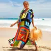 Camisa Protectora Solar de Playa Estampada de Rayón Europea y Americana al por Mayor, Vestido Sexy Holgado de Vacaciones, Cubre Traje de Baño Bikini