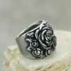 Joias novas transfronteiriças estilo retrô europeu e americano temperamento clássico flor anel de aço titânio personalidade anel para homens e mulheres atacado