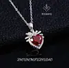 Collar de Sangre de Paloma Rojo de Venta Caliente Transfronterizo Colgante de Corazón Plata S925 Moda Personalizado Lujo Ligero Nicho Regalo de Alta Gama y Elegante