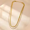 Cadena para Clavícula Doble Capa Cruzada Moda Sencilla Oro Real de 18K Cadena Plana Hueso de Serpiente Joyería para Comercio Exterior Collar Estilo Nuevo 2026
