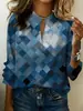 Nova camisa feminina de comércio exterior, top transfronteiriço, camisa estampada de gola V, Amazon