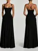 2026 Nuevo Vestido Largo Fruncido con Tirantes Estilo Europeo y Americano, Vestido de Noche Ajustado, Elegante y con Estilo Vestido Transfronterizo para Mujer