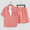 Hawaii Seaside Beach Holiday terno masculino solto plus size casal moda marca camisa de manga curta casual conjunto de duas peças
