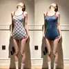 Estilo ArtísticoTraje de banho de peça única estilo francês, justo, estampado para corrida, sem bojo, camada única, reversível para mulheres