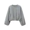 European and American Style Foreign Trade Women's Clothing New Model 2026 Fashionable Versatile Round Neck Soft Long-Sleeve Bomber Jacket Short Coat
