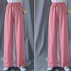 Pantalones Delgados de Pierna Ancha para Mujer, Pantalones de Verano con Caída hasta el Piso, Pantalones Frescos de Nueve Puntos de Cintura Alta, Pantalones Casuales de Pierna Recta, Pantalones Largos Holgados para Mujer