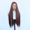 Direto do fabricante: Peruca longa e lisa castanha escura com front lace 13*4 amarrada à mão para cosplay e convenções