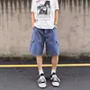 Shorts Esportivos Masculinos de Verão Retrô Soltos Tamanho Plus Vários Bolsos Comprimento Médio Versáteis Calças Cargo Retas de Cinco Pontos