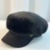 Nuevo Sombrero Octagonal de Piel de Visón para Mujer, Resistente al Frío Invernal y Cálido, Elegante Sombrero de Pintor, Adelgazante del Rostro, Boina Versátil y de Moda