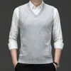 Comércio Exterior Inverno Novidades Cardigan Colete Gola V Suéter de Lã Masculino Cor Sólida Versátil Tricô Gola V Xale