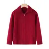 Nuevo Estilo Otoño/Invierno de Mamá, Abrigo Cardigan de Punto Morado con Cremallera para Mujeres de Mediana Edad y Mayores, Prendas de Punto Holgadas con Cuello Semi-Alto