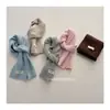 Cachecol de Tricô Estilo Coreano para Crianças à Prova de Frio Inverno Novo Estilo Quente Espessado Versátil à Prova de Vento Cor Sólida Gola de Tecido