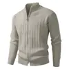 Novidade Jacquard Malha Outono e Inverno 2025 Masculina Zíper Malha Estilo Coreano Tendência Casual Cardigã de Malha