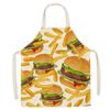 2022 Delantal sin Mangas de Lino Estampado de Hamburguesas, Pizzas y Donas de Dibujos Animados Cubre todo Esencial para el Hogar Anti-Manchas y a Prueba de Aceite
