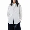 Camisa de manga larga a rayas blancas casual de nicho retro americano para hombres y mujeres, nueva chaqueta camisa casual de corte holgado, moderna