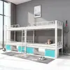 Cama de Hierro Forjado, Escritorio y Armario Combinados Yifanmei para Residencias Universitarias, Dormitorios de Estudiantes y Personal, con Escaleras Seguras para Entrar y Salir